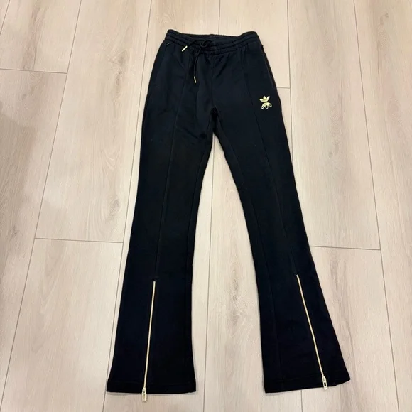 Adidas Originals Women's Track Pants Black Boot cut pant with ankle Gold zip XS - Picture 10 of 16